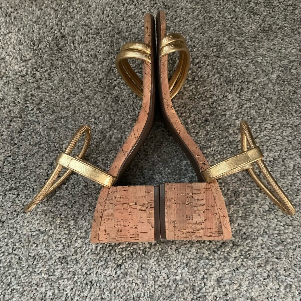 Schutz Gimenez Evereve Leather Sandals w/ Cork Heel - Size 5 - EUC - Picture 11 of 16